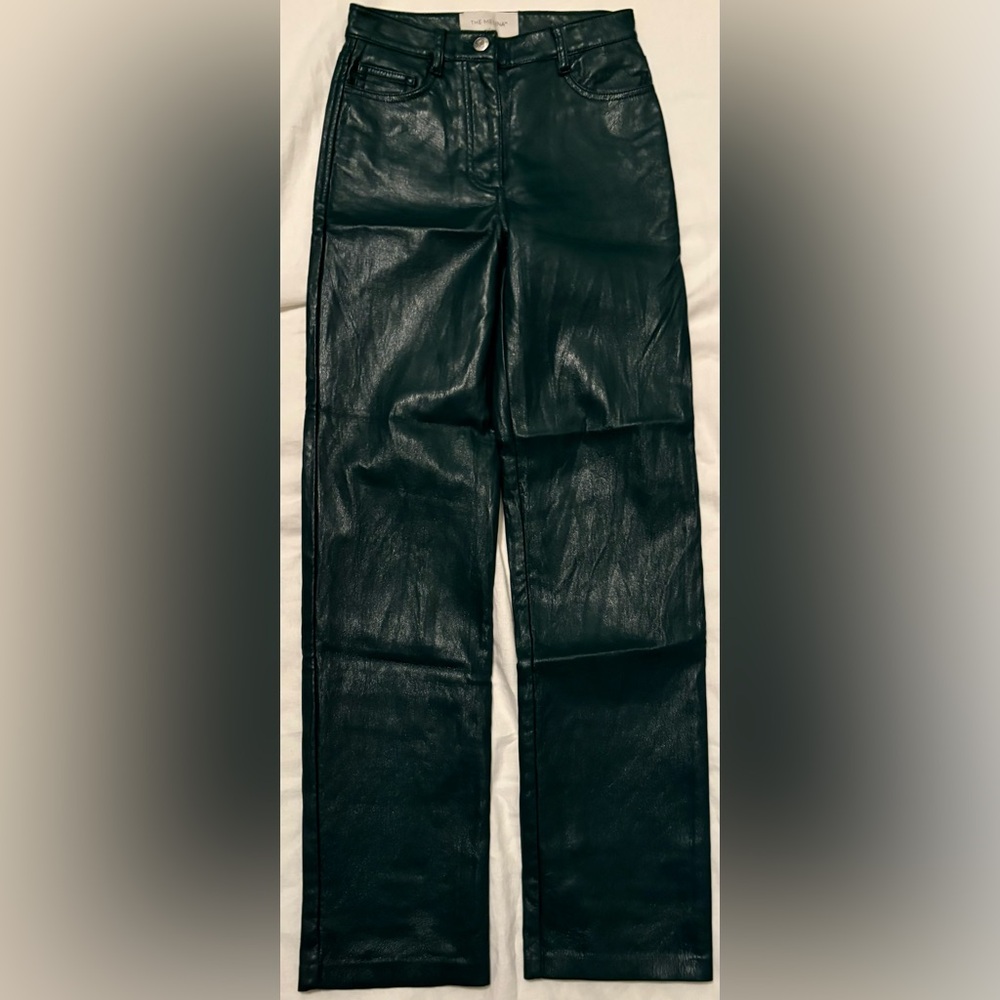 Aritzia Wilfred Faux Leather The Melina Pant, Dark Green